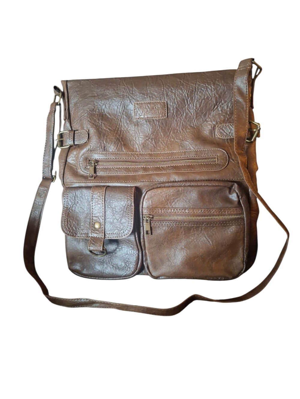 Brown Large Organizer Crossbody  Bag